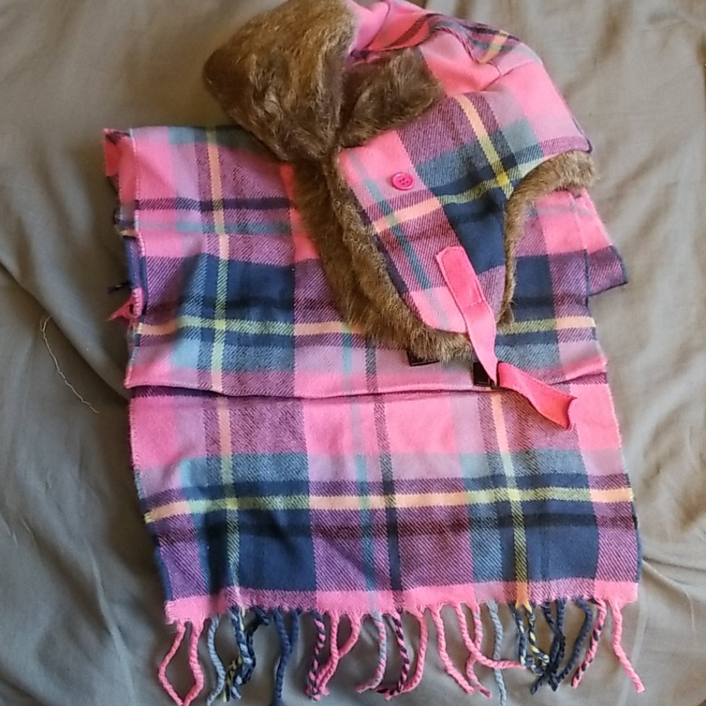 Plaid Winter Hat and Scarf Set